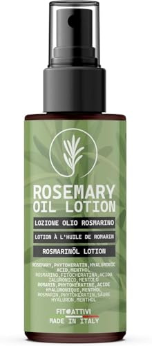 Huile de romarin pour cheveux 90 ml - Lotion fortifiante pour cheveux - Stimule la microcirculation avec de l'acide hyaluronique, du menthol et de la phytochératine Rosemary Oil - Fabriqué en Italie