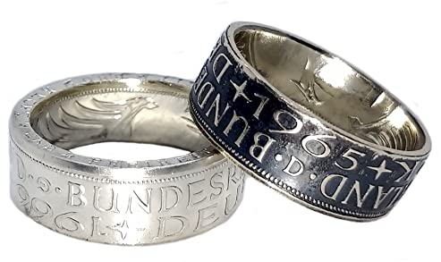 Coinring, Münzring, Ring aus Münze (1972 Heiermann - Silberadler - 5 Mark), 625er Silber - Double Sided coin ring - verschiedene Größen, Ihr handgeschmiedetes Unikat