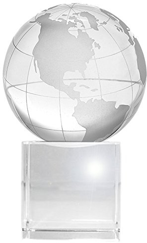 Amlong Crystal Världsglob (5,6 cm diameter) på kristalldisplaystativ bas – 9,5 cm hög