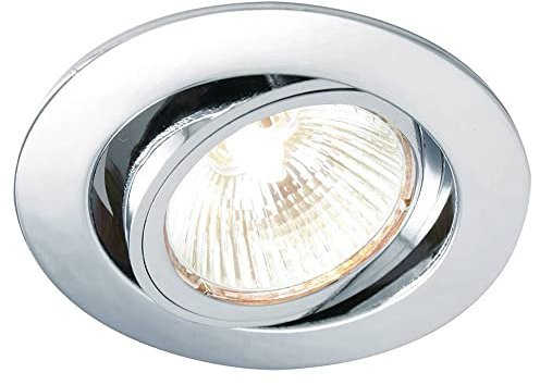 National Lighting Recessed Lighting - Mains Powered LED Spot Lights Downlights for Ceiling - IP20 Rated GU10 Fitting for Halogen or LED - Chrome Finish, Adjustable Tilt Version