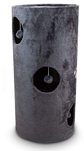 BITUXX® Kratztonne Katzentonne Katzenbaum Katzenhöhle Kratzbaum mit Plüsch und Sisal (78cm, Grau)