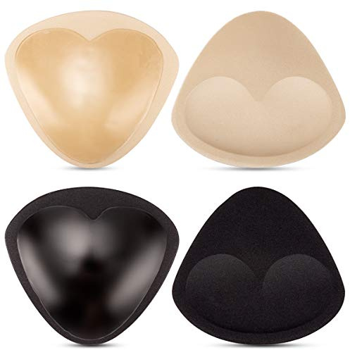 MELLIEX 2 Pares de Almohadillas de Sujetador, Respirable de Rellenos Bra Pecho Push up Reutilizable Almohadillas Sujetador(Negro, Color Desnudo), Grande
