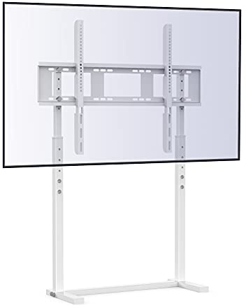UNHO White TV Floor Stand: Free Standing TV Mount Bracket Height Adjustable Tall TV Stand for 32”-85” Flat Panel LED LCD Screens Max VESA 800x600 up to Loading Weight 40KG