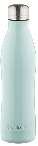 Edelstahl-Isolierflasche Freya 500 ml (Pastellgrün) | vetaal | Wasserflasche Kohlensäure geeignet & Auslaufsicher | grün | Hält 12 Std. Heiß & 24 Std. Kalt | BPA frei