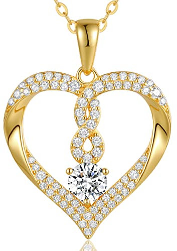 LOUISA SECRET Collana Donna Collana Cuore Infinito, Collana Donna 18k Argento 925 Gioielli Donna Regalo Idea Natale Compleanno Festa Della Mamma Lei Moglie Compleanno Anniversario Valentin's Day