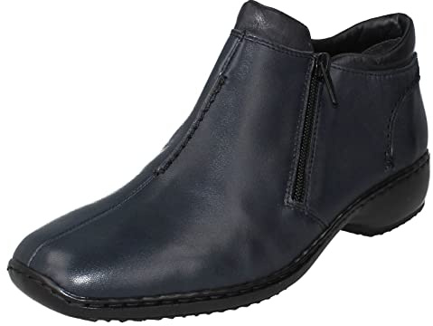 Rieker Ladies Heeled Ankle Boots L3882-01 - Blue Leather - UK Size 6 - EU Size 39 - US Size 8