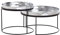 KADIMA DESIGN Couchtisch 2er Set Silber/Schwarz Metall Hammerschlag Satztisch Rund