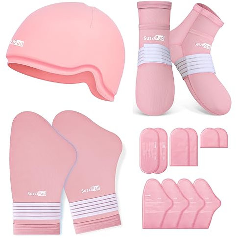SuzziPad Chemo Care Package for Women & Men, Chemo Gloves and Socks for Neuropathy, Cold Caps for Chemotherapy, Ideal for Migraine, Plantar Fasciitis, Carpal Tunnel, Arthritis Foot Pain Relief, S/M