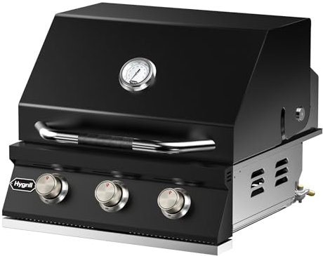 Hygrill STD Series Heavy Duty 3-Burner Built In Grill for Natural Gas Black