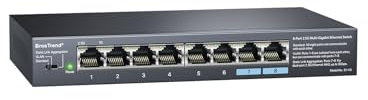 BrosTrend 8 Port 2.5Gb Switch, Unmanaged Network Switch Supports Static Link Aggregation & VLAN Ideal for Gaming NAS PC, Ethernet Splitter Plug & Play Fanless Desktop / Wall Mount, Lifetime Protection