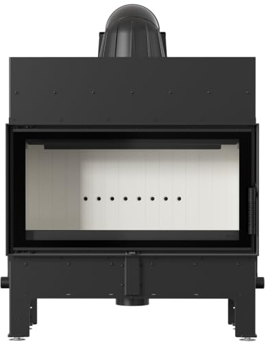 KRATKI Inserto per camino in acciaio a legna FLOKI 12 kW Ø200 frontale A+ | Acciaio nero, efficienza 85,4%, classe A+. Ecodesign, BImSchV 2; per recupero calore.; combustione efficiente; d aria