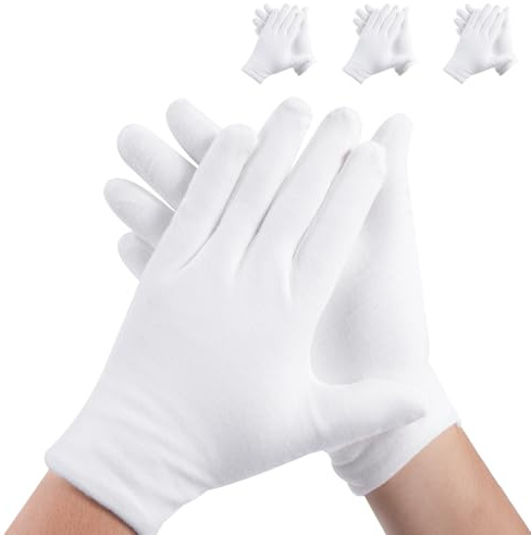 3 pares de guantes de algodón blanco para dormir las manos secas, guantes de algodón de primera calidad para loción de eccema, guantes de mano hidratantes durante la noche, guantes blancos para