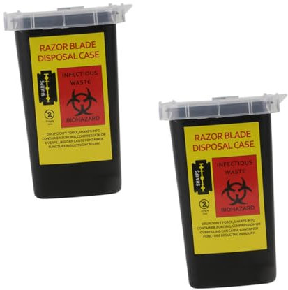 HONMEET Contenedor Para Cuchillas De Afeitar Portátil 2 Piezas Compacto De Plástico Para Objetos Punzantes De Barbería Uso Doméstico y Profesional Tapa Segura