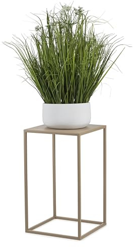 HowHomely Blomstativ i Metall, Beige, 40 cm Hög - Solid och Robust Blompall i Metall - Växtställ för Dekoration i Vardagsrum, Sovrum eller Kontor