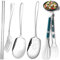 GZLCEU Lot de 5 cuillères de service, en acier inoxydable 304, pour banquet, buffet, restaurant, fête d'hôtel (cuillère, écumoire, fourchette, baguettes, pince alimentaire)