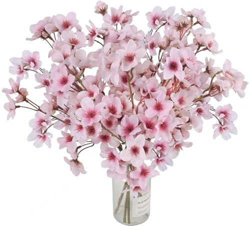 Luabue 6 Pezzi Fiori Artificiali di Ciliegio Fiori Finti per Decorazioni con 37 Teste di Fiori per Casa, Tavolo, Feste, Finestre, Matrimoni Decorazione