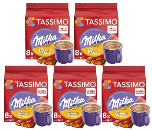 Tassimo Milka Caramel Hot Chocolate Capsules x8 (Pack of 5, Total 40 Pods)