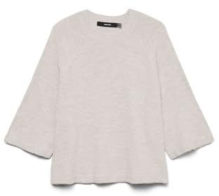 Vero Moda Vmlefile Noos - Jersey de Cuello Redondo 3/4, Piedra Pumice., M