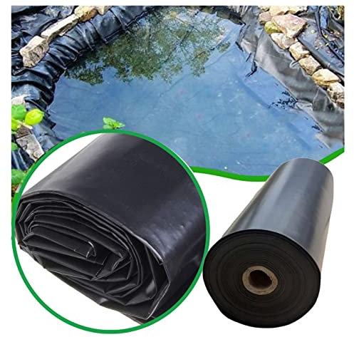 Película de estanque resistente de 0,3 mm EPDM para exteriores, lámina de polietileno de alta densidad para estanque de jardín, cascada, estanque de peces, lámina reforzada (negro, 5 x 12 m)