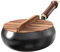 Lnhgh Olla De Hierro Fundido Cacerola Artesanal De Hierro Fundido Sartén ollas De Inducción Con Mango De Madera Sartén Antiadherente Duradera Forjada A Mano