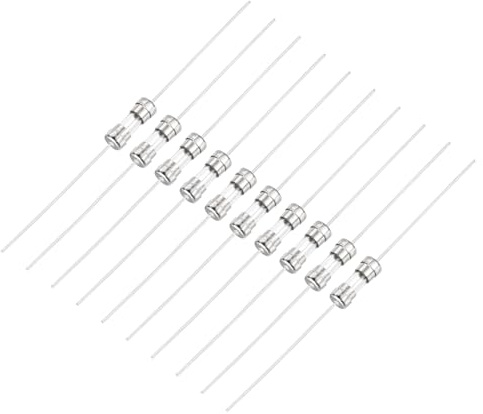 QUARKZMAN 10 A 250 V glassäkring 3,6 x 10 mm, 10 stycken snabbslag utlösningsegenskaper säkring med anslutningskabel för kretskort, elektroniska apparater, hushållsapparater, silver