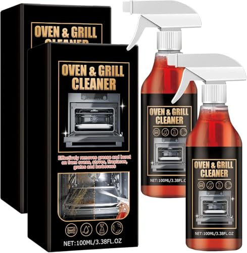 Oven And Grill Cleaner Spray,2026 New Oven Cleaner Heavy Duty,Air Fryer Cleaner,Microwave Cleaner,Oven and Grill Cleaning Spray,Stainless Steel Cleaner & Degreaser,Multiple Uses (2PCS)