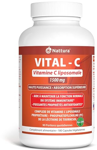 Vitamine C Liposomale 1500 mg - 180 Capsules végétariennes - Complexe Liposomal C breveté haute puissance avec lécithine de tournesol
