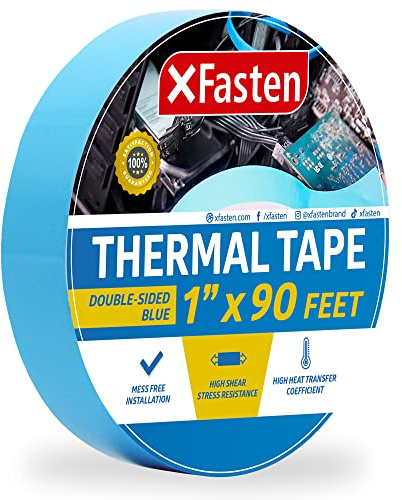 XFasten Thermal Double-Sided Adhesive Tape, 1 Inch x 90 Feet, High Thermal Conductivity and Electrical Insulating Thermal Tape for LED Strips, 3D Printing Beds, Computer CPU, Heat Sinks