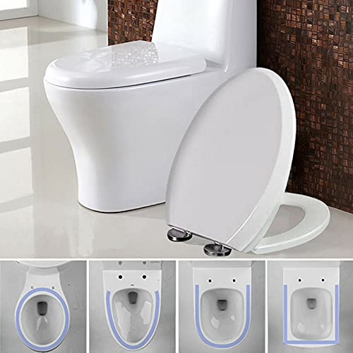 WC Sitz, Premium O Form Toilettendeckel Absenkautomatik, Weiß Toilettensitz WC Brille Toilet Seat WC Brille Klobrille aus Duroplast