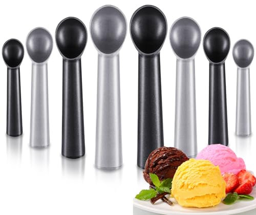 Gejoy 8 Pcs Ice Cream Scoop Set, Ice Cream Scoops 7 Inch, Black and Silver