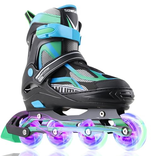 Sowume Adjustable Inline Skates for Girls and Boys, Roller Skates with All Light Up Wheels, Patines para Mujer for Kids and Adults, Men, Women