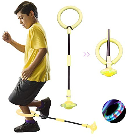 Shine Bola de Salto de Tobillo, Anillo de Saltar Intermitente para niños, Plegable Anillo de Salto Intermitente,Colorida Flash Bola de Salto, LED Saltar Bola para Niños (Amarillo)