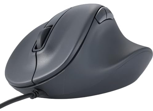ELECOM Wired USB Ergonomic Shape Mouse, Silent Click, Right Hand, 2000DPI, 5 Buttons, Optocal Sensor, Compatible with PC, Mac, Laptop, EX-G, Msize Black (M-XGM30UBSKBK)