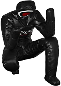 Lisaro Judo Dummy Schnuller Gr.145 | MMA Grappling BJJ Wrestling Dummy Sitzposition Brasilianischer Jiu Jitsu | Selbstverteidigung Training Vinyl | Ungefüllt | Schwarz