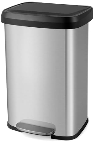 COSTWAY Bidone per Pattumiera da 50 L, Pattumiera da Cucina con Pedale, Coperchio e Scomparto Deodorante, Ideale per Casa Ufficio (50L, Argento)