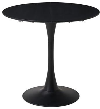 GrandCA HOME Moderner Runder Esstisch Schwarz 80 cm mit Säulenfuß im Tulpendesign, Mid-Century Freizeittisch für Küche, Esszimmer und Wohnzimmer