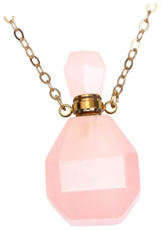 Ciieeo Natural Crystal Fluorite Wishing Bottle Pendant Necklace Hanging Container Perfume Bottle Jewelry Decorations for Home Office