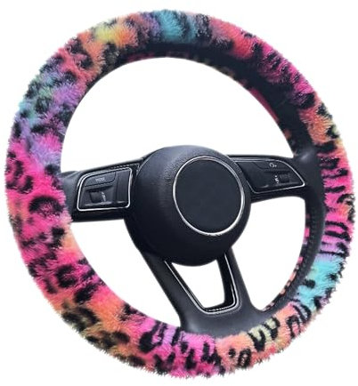 DAZZLUXE 1 copricerchio per volante con stampa leopardata batik leopardata, coprivolante elastico, coprivolante invernale