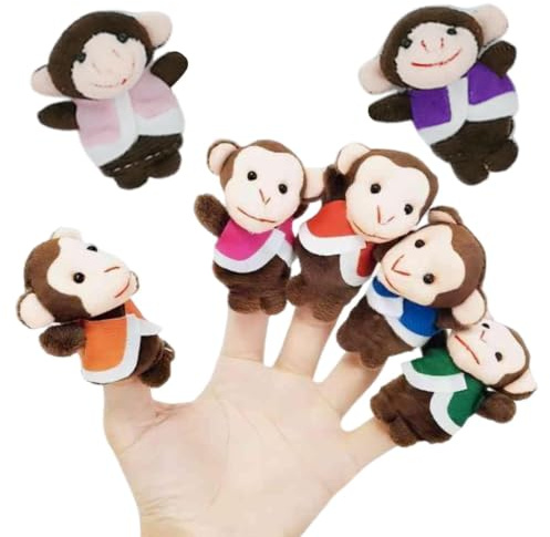 Fingerdocka, djur docka, apa, finger docka, 7 delar, finger, gosedjur, apa-docka, fingerdocka, fingerdockset, rollspel,