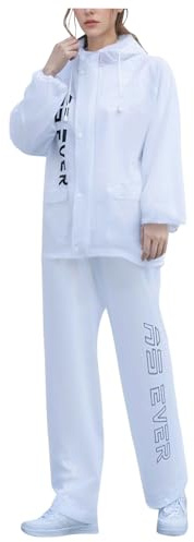 KBOPLEMQ Veste et pantalon de pluie imperméables pour hommes/femmes - Manteau de pluie léger + pantalon de pluie - Manteau coupe-vent - Respirant - Vêtement de pluie pour vélo, O blanc., XL