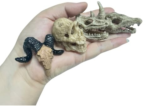 Decorazione realistica per acquario, 5 cm, teschi di animali, piccolo teschio, statuetta in resina a forma di teschio per pesci gamberetti, rifugio per caverne, tartarughe, mini micro decorazioni