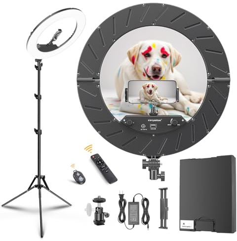 18 Inch Ring Light Kit, 55W6700k Dimmable LED Light, Tripod Stand, Remote Controller,Box,CRI95,Black