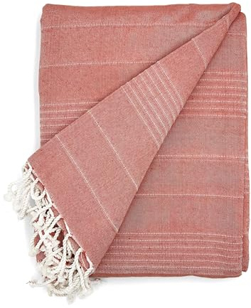 Cardenal Textil - Foulard Multiusos Peñíscola, Plaid para Cama, Manta para Cama, Cubre Sofá, Naranja, 130 x 180 cm