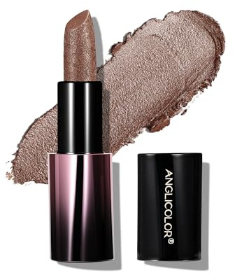 Anglicolor Rouge à Lèvres Marron Métallique,Formule Crémeuse Hydratant Pour Des LèVres Douces Et Pulpeuses,Rouge A Levre Marron Pailleté,InfuséE En Vitamine E (03 GILDED COCOA)