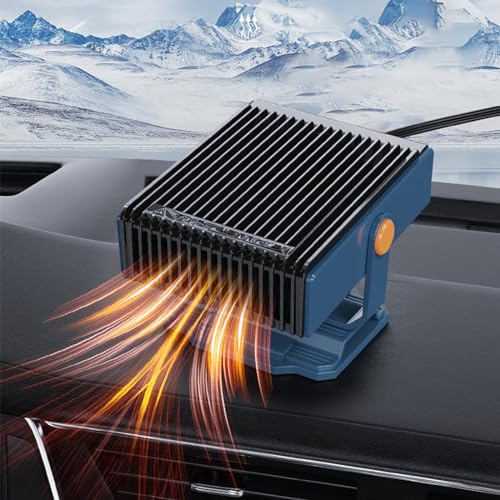 Zebbyee Calentador de Coche, 12 V 150W Calefactor Coche Portátil 2 en 1 Ventilador de calefacción y Refrigeración Rotación 360°Desempañador de Parabrisas