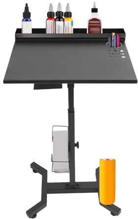 OUBUBY Tattoo Workstation, Rollendes Salon Tablett mit Höhenverstellbar und Multifunktionaler Aufbewahrung, Eisen Rollen Salon Wagen Arbeitswagen für Friseursalons, Tattoo-Studios, Nagelstudios