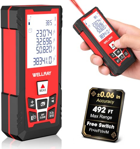 Laser Measuring Tool, 492Ft/150M Laser Measure Tool with ±1/25 Accuracy, IP54 Laser Distance Meters with Multiple Measurement Mode for Architect Contractor, Laser Measurement Tool for Father Husband