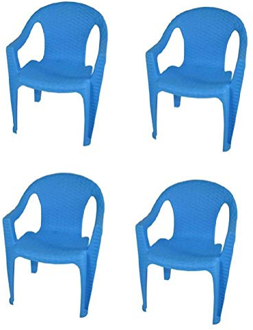 Iocompronline Set 4 sedie Azzurre Bambino in plastica Rigida Resistenti e sicure da Giardino ludoteca Sale asili Feste