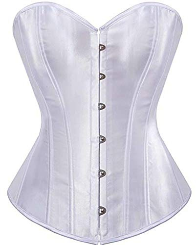 Josamogre White Corset Top Bustier Overbust Sexy Lace Up Boned Renaissance Vintage Plus Size White M