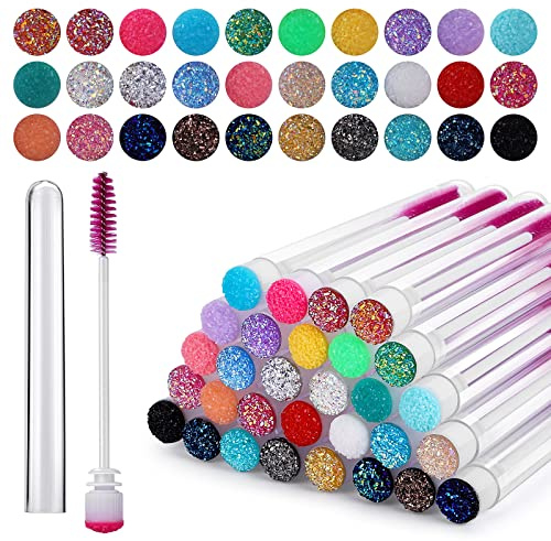 WLLHYF 60 Pieces Disposable Mascara Brushes Tubes Set for Women Girls | 30 Pieces Empty Eyelash Brush Tubes, Makeup Brush Eyelash Extension Kit